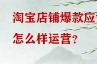 淘寶店鋪爆款應該怎么樣運營？