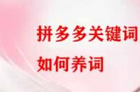 拼多多關鍵詞如何養？