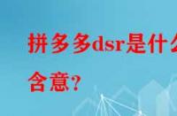 拼多多dsr是什么含意？