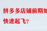 拼多多店鋪前期如何快速起飛？