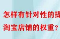 怎樣有針對性的提升淘寶店鋪的權重？