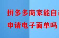 拼多多商家能自己申請電子面單嗎？