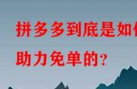 拼多多到底是如何助力免單的？