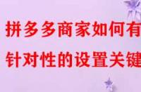 拼多多商家如何有針對性的設置關鍵詞？