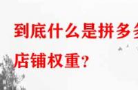 到底什么是拼多多店鋪權重？