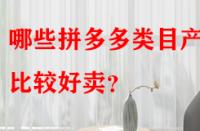 哪些拼多多類目產品比較好賣？