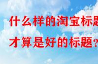 什么樣的淘寶標題才算是好的標題？