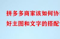 拼多多商家該如何協調好主圖和文字的搭配？