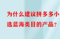 為什么建議拼多多小白選藍海類目的產品？