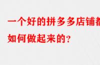 一個好的拼多多店鋪都是如何做起來的？