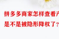 拼多多商家怎樣查看產品是不是被隱形降權了？