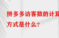 拼多多訪客數的計算方式是什么？